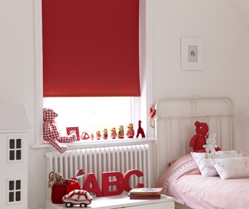 Red bedroom blackout blind